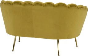 Bancă în stil Art-deco, catifea Velvet muştar/crom auriu, NOBLIN