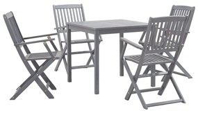 278925 vidaXL Set mobilier de grădină, 5 piese, gri, lemn masiv de acacia