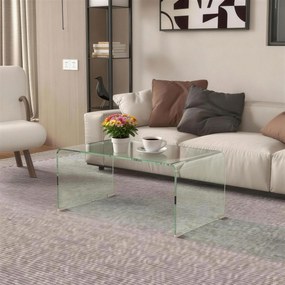HOMCOM Măsuță din Sticlă Temperată Modernă pentru Living cu Design Monobloc, 80 x 45 x 35 cm, Transparent | Aosom Romania
