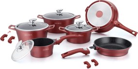 Set oale si tigai Royalty Line RL-ES2014M, 17 piese, Acoperire din marmurа, Inductie, Burgund