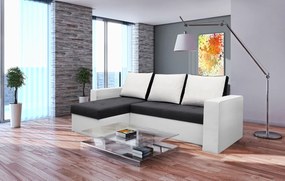 Coltar extensibil Toledo, 226x145x79 cm, 2 lazi depozitare, Reversibil, Alb/Antracit