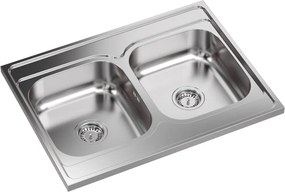 Chiuveta inox incastrata Quadron Sean 120 2 cuve finisaj inox satinat 80x60 cm