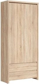 Dulap KASPIAN, stejar sonoma, PAL, cu 2 usi si 2 sertare, 90x41x201 cm