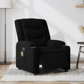 vidaXL Fotoliu electric de masaj rabatabil, negru, textil
