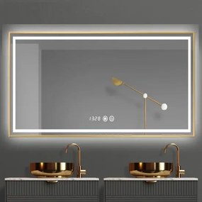 Oglinda Led Si Touch Cu Functie Dezaburire, Elit's, EsnJ44, 100X80cm, Rama Bronz Antichizata