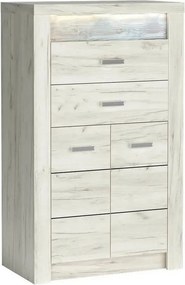 Comoda INDIANAPOLIS I6, stejar craft alb, PAL laminat, cu 2 sertare, 2