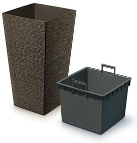 Ghiveci de flori FURU SQUARE ECO WOOD cu inserție39, 5 cm, maro închis, L