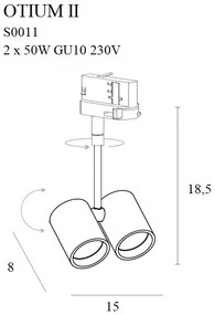 Spot directionabil pentru sina trifazata MAXLIGHT, OTIUM II negru