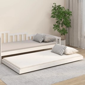 823500 vidaXL Cadru de pat, alb, 80x200 cm, lemn masiv de pin