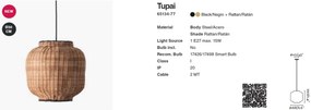 Lustra / Pendul suspendat design natural din ratan TUPAI 30cm