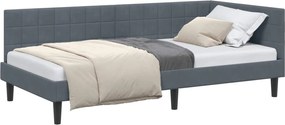 vidaXL Cadru de pat colțar Gri închis 90 cm x 190 cm Catifea