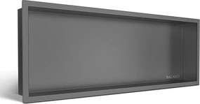 Raft incastrat dreptunghiular Balneo Wall-Box One cu rama 90x30x7 cm Gun Metal periat