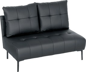 HOMCOM Divan cu Două Locuri Compact din Piele Sintetică, Divan Modern Capitonat cu Nasturi cu Îmbunătățire Spumoasă și Picioare din Lemn, Canapea Fără Brațe pentru Sufragerie și Birou, 115x73x83 cm, Negru | Aosom Romania
