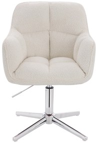 HR550CROSS Scaun Crem Boucle cu Bază Cromata