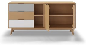 Comodă natural/gri/alb din lemn de pin 165x81 cm Elfa – Marckeric