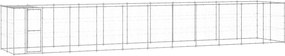 vidaXL Padoc câini de exterior cu acoperiș, 26,62 m², oțel galvanizat