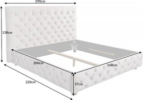 Pat elegant tapitat cu catifea gri, Paris 160x200cm