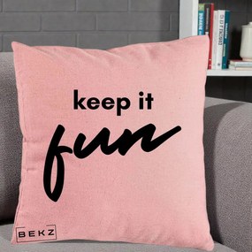 Perna Decorativa Keep It Fun, 40x40 cm, Roz, Husa Detasabila, Perna Inclusa, BEKZ®