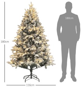 HOMCOM Brad de Crăciun Artificial cu 200 luminițe LED, 793 Ramuri, Crengi Pliabile și Bază Pliabilă, Ø116x180 cm, Verde | Aosom Romania