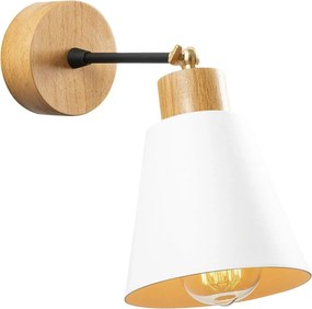Lampa perete MANAVGAT N-618, stejar/alb, metal/lemn, 14x25x25 cm