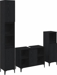 vidaXL Set de mobilier pentru baie 3 pcs Stejar negru Lemn compozit