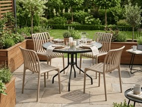Set de gradina TREGO ISLAND - 4 scaune si masa rotunda ø 90 cm, bej
