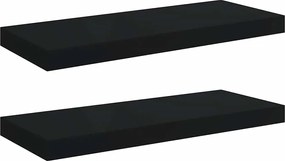 vidaXL Rafturi de perete suspendate, 2 buc., negru, 60x23,5x3,8 cm MDF