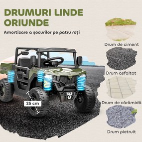 AIYAPLAY Mașină Electrică pentru Copii 12V cu Telecomandă, Suspensii, Portbagaj și Muzică, Vârsta 3-8 Ani, Verde | Aosom Romania