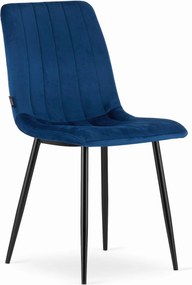 OFERTA Scaun de catifea albastra LAVA cu picioare negre II. calitate