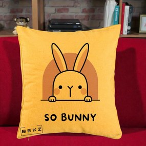 Perna Decorativa So Bunny Kawaii, 40x40 cm, Galben, Husa Detasabila, Perna Inclusa, BEKZ®