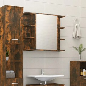 Dulap baie cu oglinda stejar fumuriu 80x20,5x64cm lemn compozit Stejar afumat