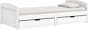vidaXL Pat de zi cu 2 sertare "IRUN", alb, 90x200 cm, lemn masiv pin