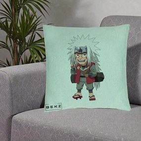 Perna Personalizata Naruto Jiraiya Sensei Chibi, 40x40 cm, Verde Menta, Husa Detasabila, Perna Inclusa, BEKZ®