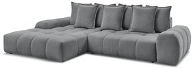 Colțar gri închis extensibil/cu spațiu de depozitare cu tapițerie din chenille (cu colț pe partea stângă/cu șezlong) Everest – Bobochic Paris