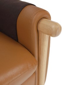 Canapea complet tapiţată cu 4 locuri, piele / piele ecologică maro auriu, LINSY