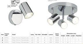 Lustra LED cu 4 spoturi directionabile Rollo crom 3174CC SRT