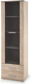 Vitrina LIMA, stejar sonoma, PAL/sticla, 60x40x200 cm