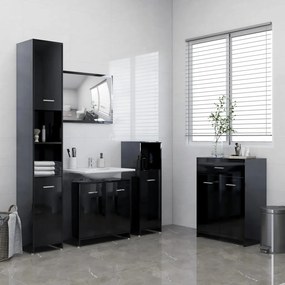 Set mobilier de baie, 4 piese, negru extralucios negru foarte lucios, 1