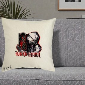 Perna Personalizata Tokyo Ghoul Ken Kaneki Anime, 40x40 cm, Ecru, Husa Detasabila, Perna Inclusa, BEKZ®