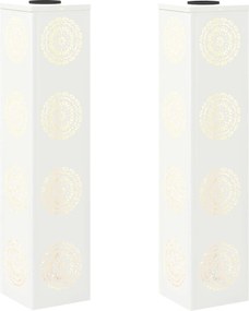 vidaXL Lumină LED Solară pentru Alei 2 pcs Alb Oțel laminat la rece