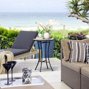 Outsunny Masă Rotundă Laterală Ø35,5cm – Masă de Patio Impermeabilă cu Design Mozaic, Măsuță din Metal pentru Living, Birou, Interior și Exterior – Galben și Gri | Aosom Romania