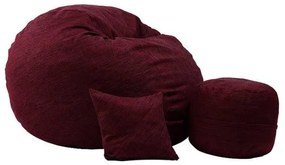 Set Fotoliu Matusalem cu Otoman (suport picioare) si Perna, Material Textil - Red Wine