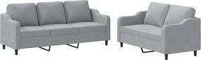 vidaXL Set de canapele cu perne, 2 piese, gri deschis, textil