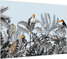Tablou pe sticlă - Animale în pădurea tropicală (70x50 cm)