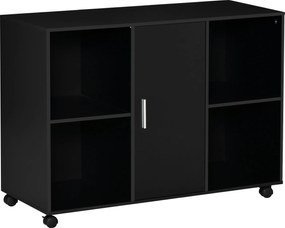 HOMCOM Suport pentru Imprimantă - Căsuță de Organizare de Birou cu Rotile - Dim. 100L x 40l x 71H cm din Lemn Negru | Aosom Romania