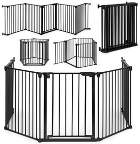 Balustradă de siguranță 5 panouri 60 cm metal negru