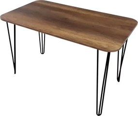 Set masa cu 4 scaune metal, Dream Homs, nuc/negru 70 x 110 cm