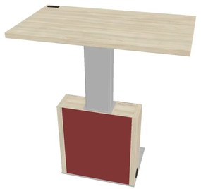 Masă de conferință reglabilă Verno+ S 120 x 70 cm, salcâm / roșu