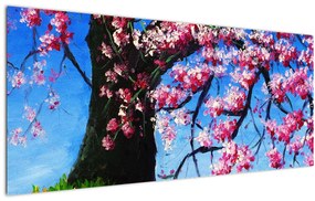 Tablou - Cireș înflorit - pictură (120x50 cm)