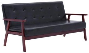 279136 vidaXL Set canapea, 3 piese., negru, piele artificială